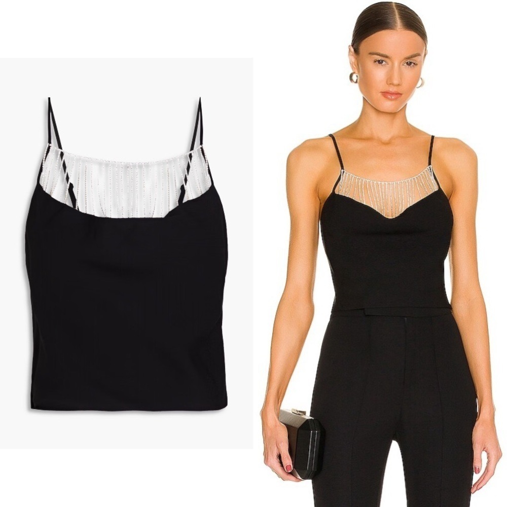 NICHOLAS Kore Black Fitted Embellished Camisole Crop Top​​​